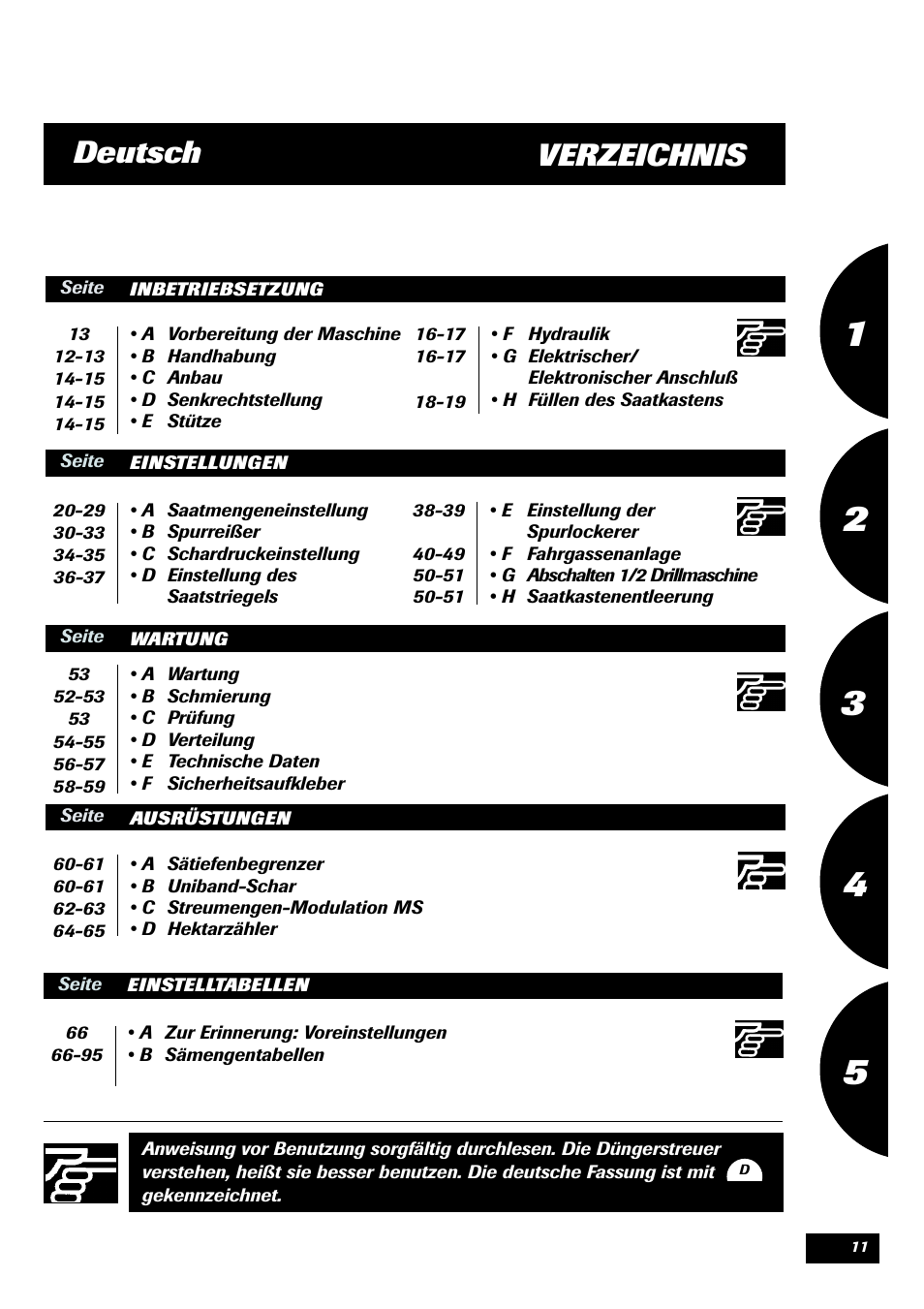 Verzeichnis deutsch | Sulky Master 3 User Manual | Page 12 / 96