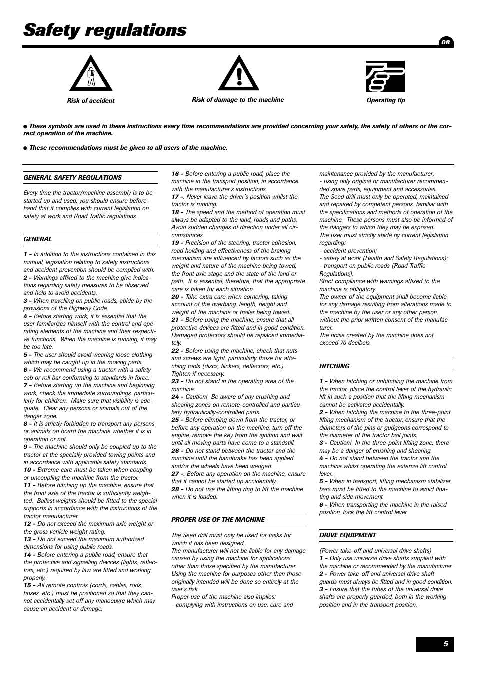 Safety regulations | Sulky Master 3 User Manual | Page 6 / 96