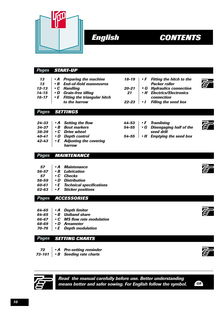 Contents english | Sulky Master 3 Compact User Manual | Page 11 / 102