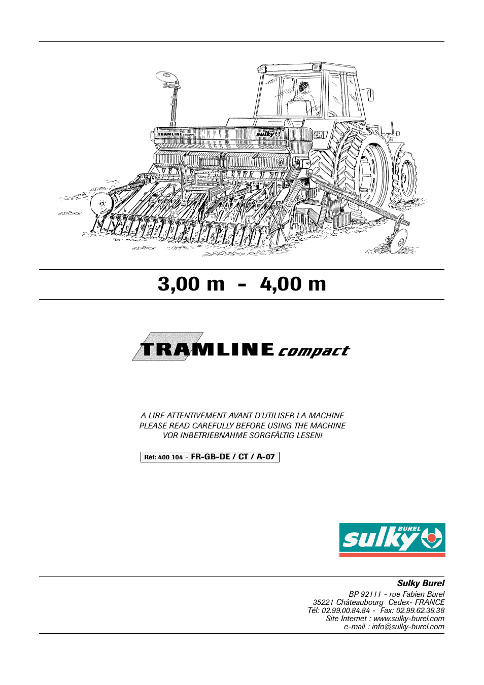 Sulky Compact Tramline User Manual | 104 pages