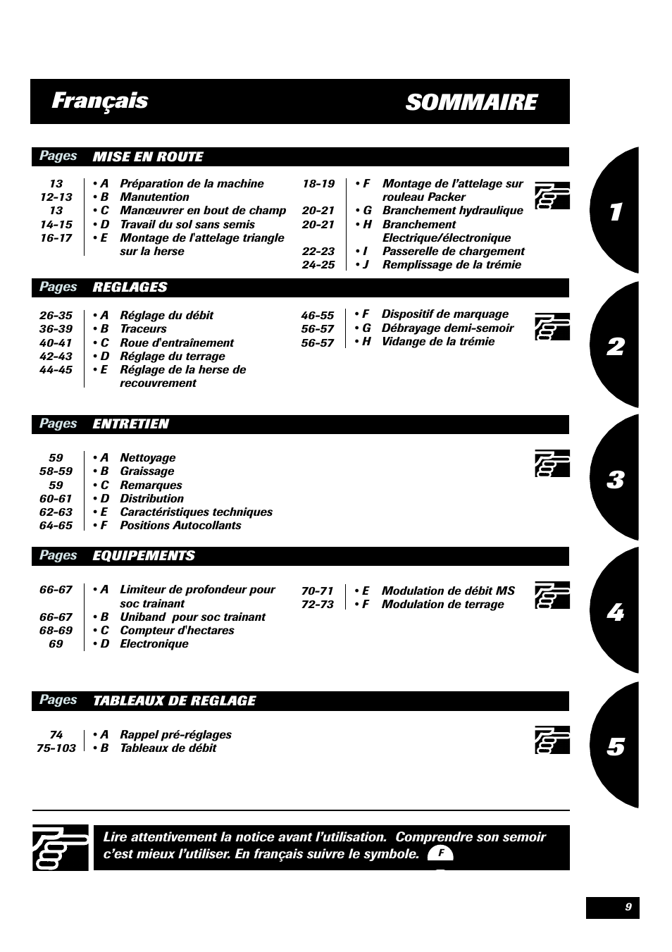 Sommaire français | Sulky Compact Tramline User Manual | Page 10 / 104