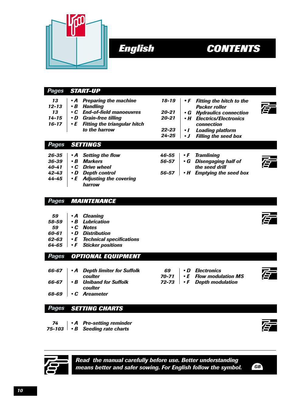 Contents english | Sulky Compact Tramline User Manual | Page 11 / 104