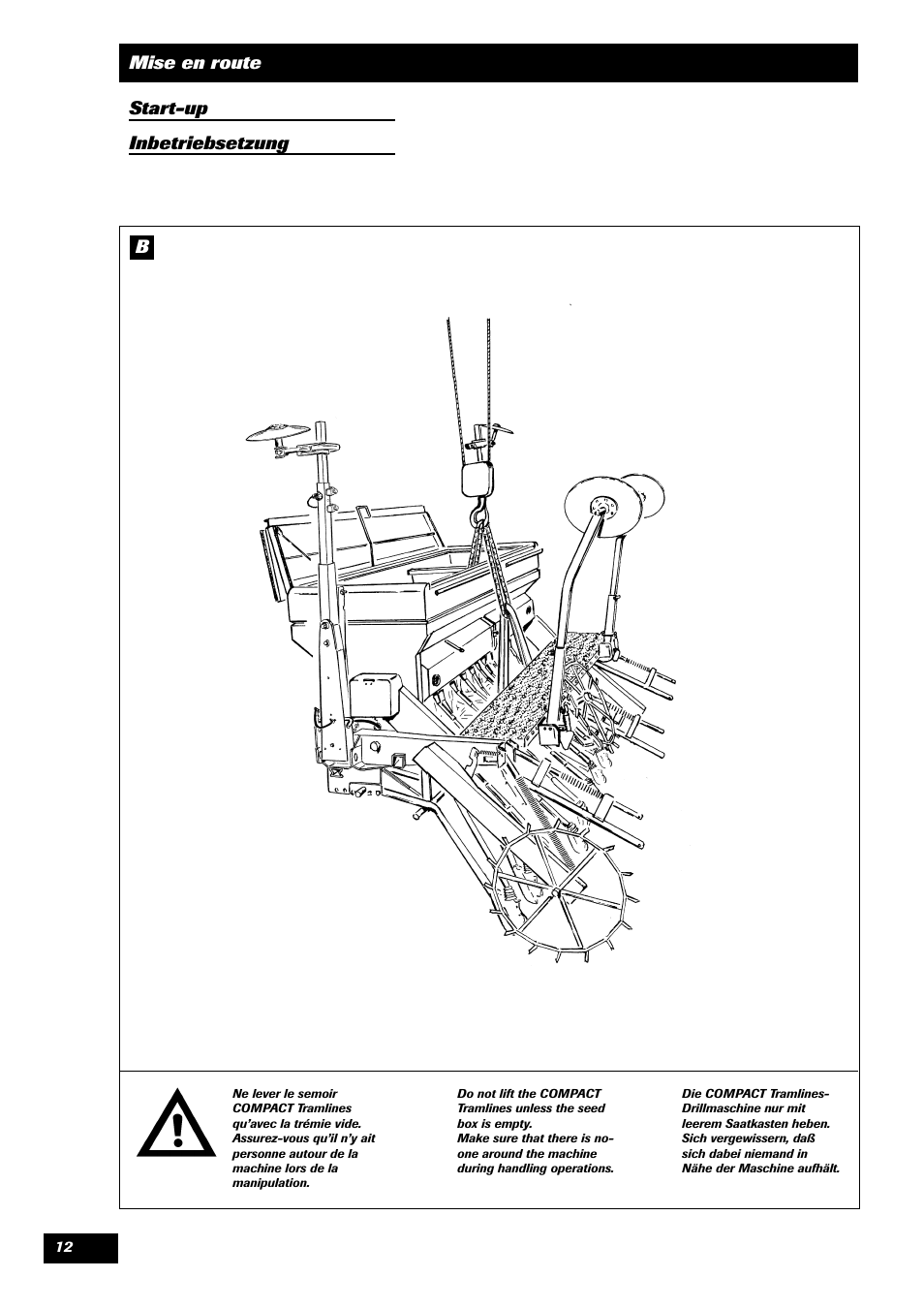 Mise en route start-up inbetriebsetzung | Sulky Compact Tramline User Manual | Page 13 / 104