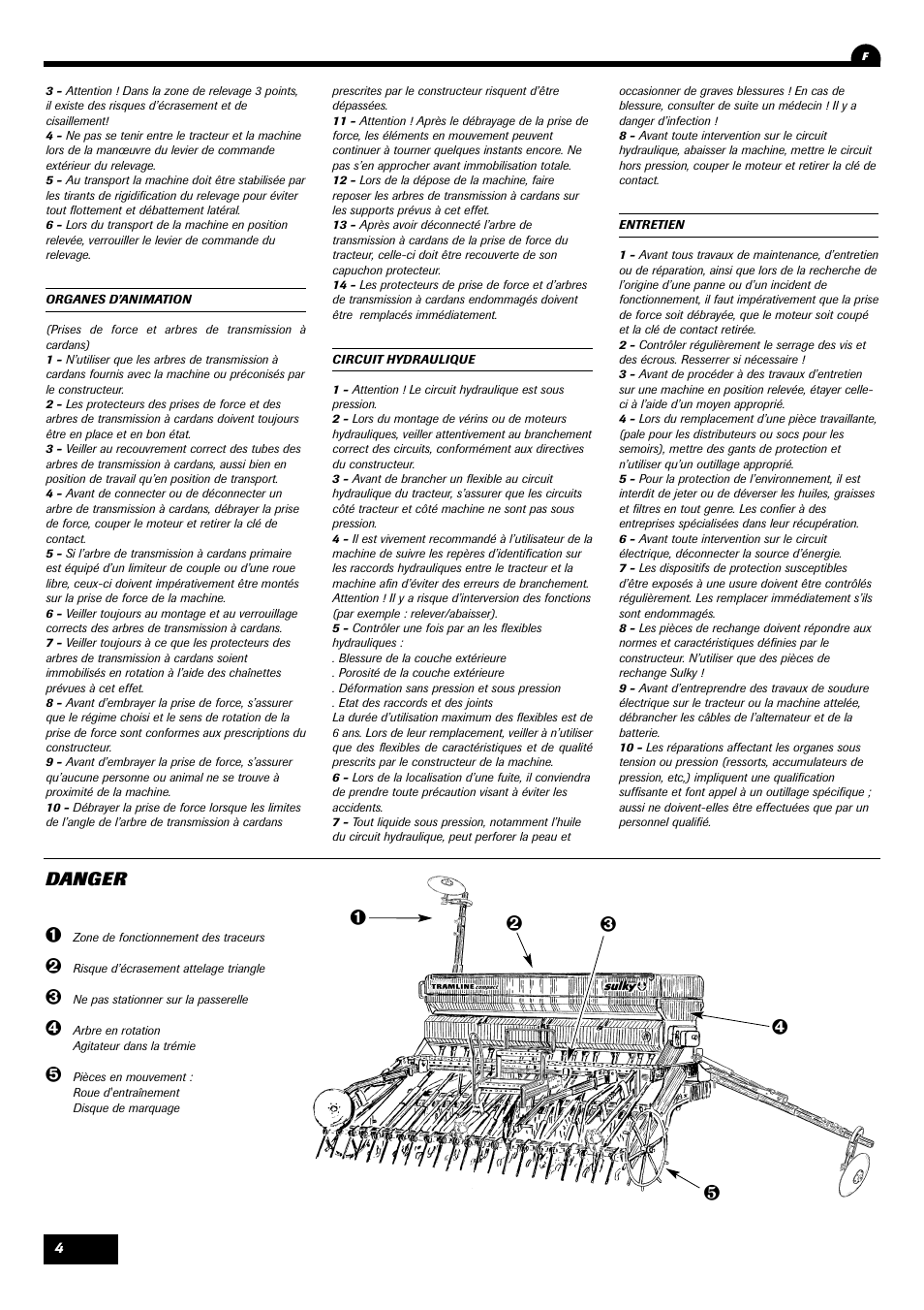 Danger | Sulky Compact Tramline User Manual | Page 5 / 104