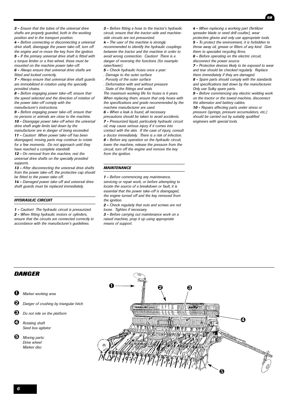 Danger | Sulky Compact Tramline User Manual | Page 7 / 104