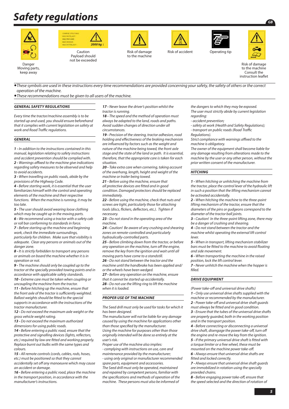 Safety regulations | Sulky Tramline SX > 03/2014 User Manual | Page 7 / 117