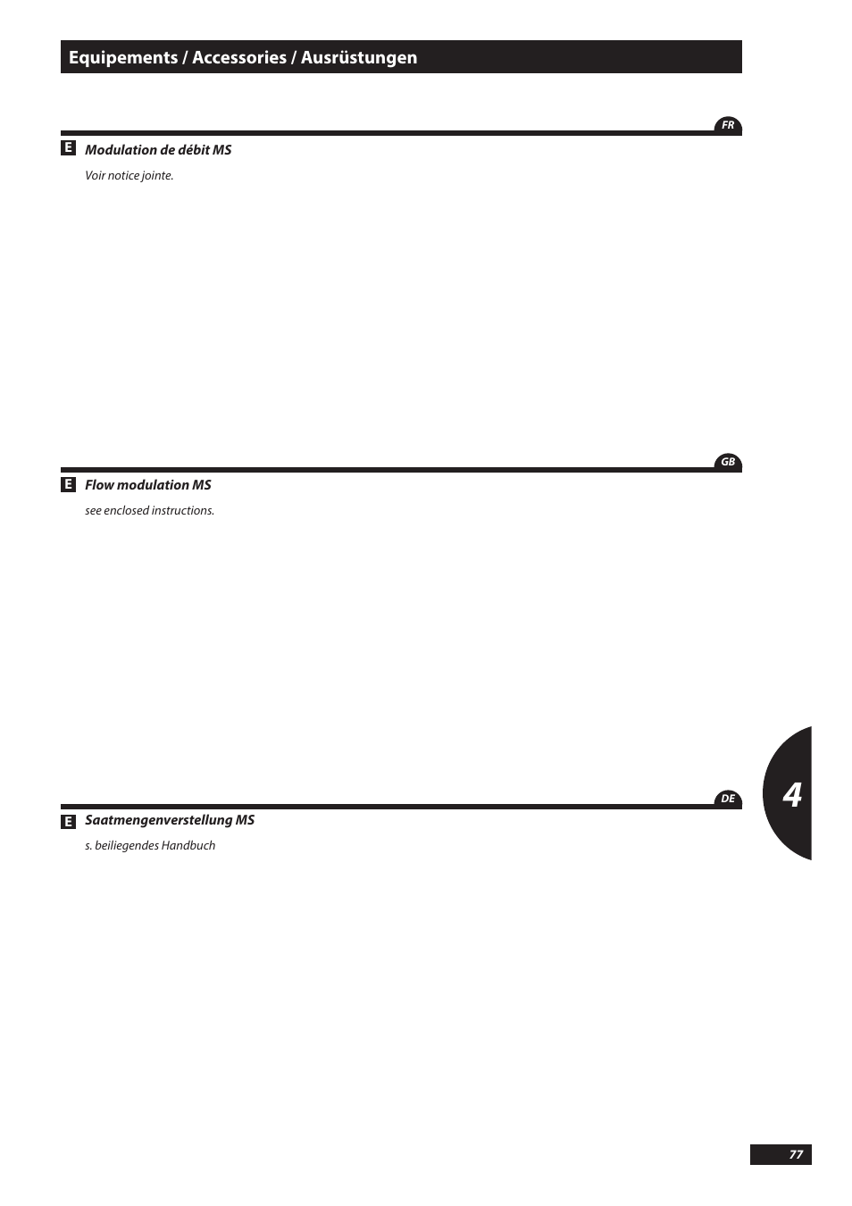 Equipements / accessories / ausrüstungen | Sulky Tramline SX > 03/2014 User Manual | Page 79 / 117