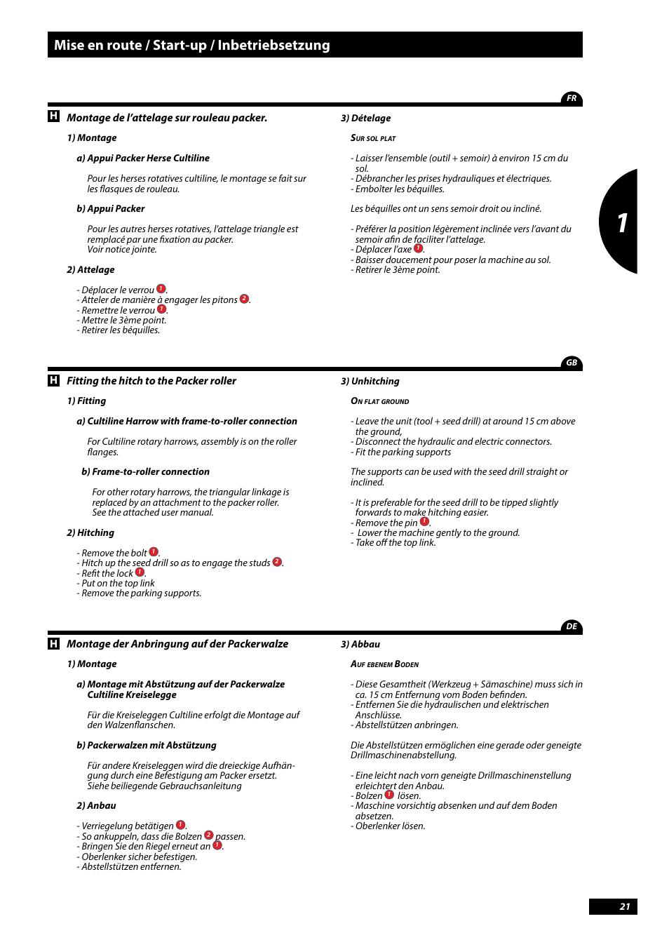 Mise en route / start-up / inbetriebsetzung | Sulky Tramline CX > 03/2014 User Manual | Page 23 / 107