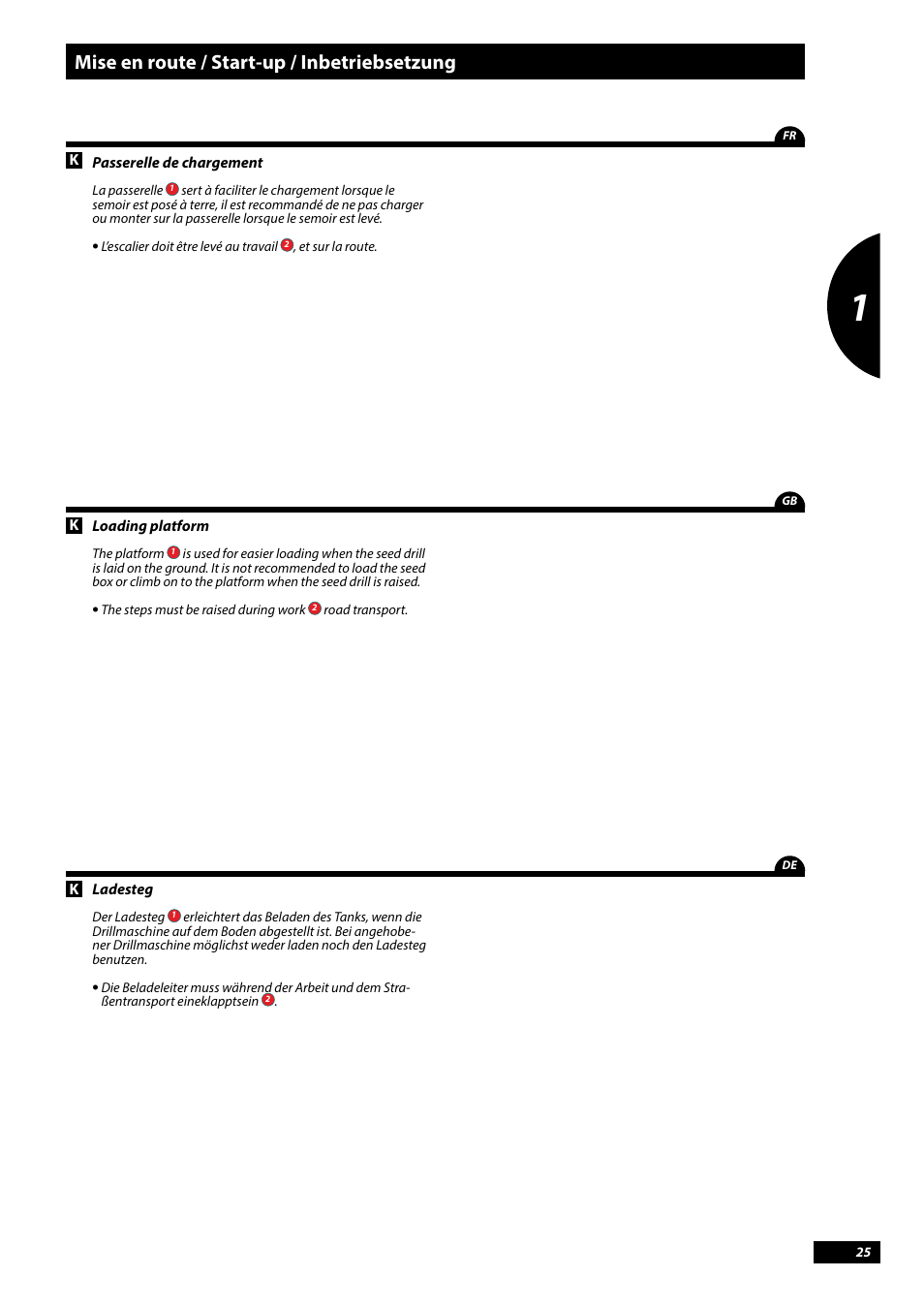 Mise en route / start-up / inbetriebsetzung | Sulky Tramline CX > 03/2014 User Manual | Page 27 / 107