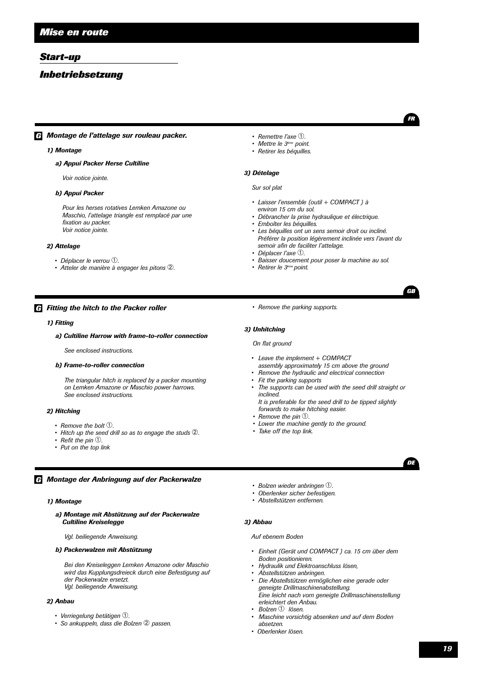 Mise en route start-up inbetriebsetzung | Sulky Tramline CX > 03/2014 User Manual | Page 21 / 105