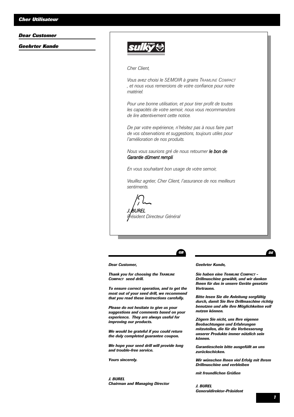 Sulky Tramline CX > 03/2014 User Manual | Page 3 / 105