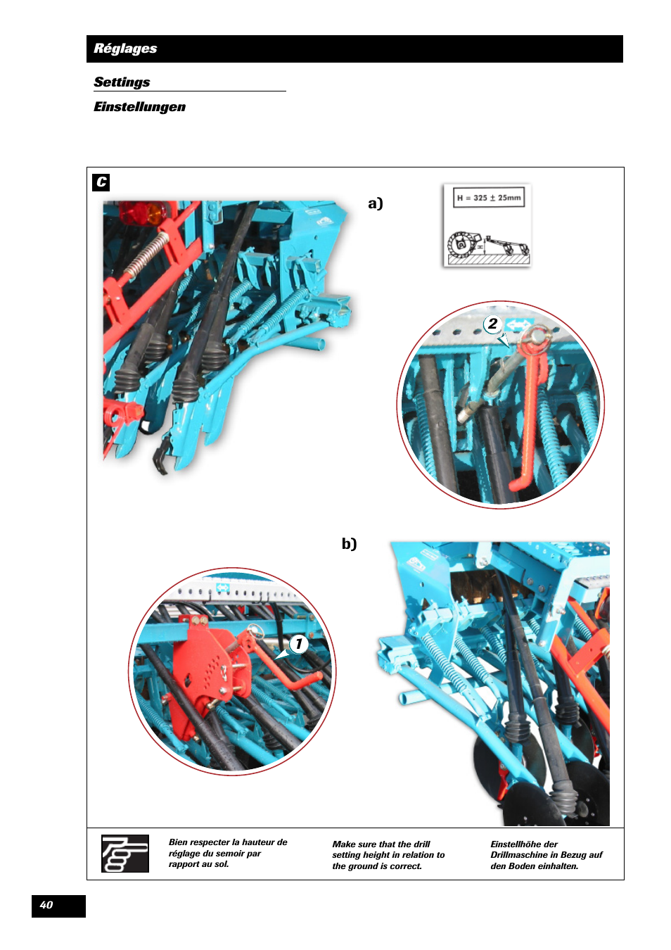 B) a) 1 2 | Sulky Tramline CX > 03/2014 User Manual | Page 42 / 105