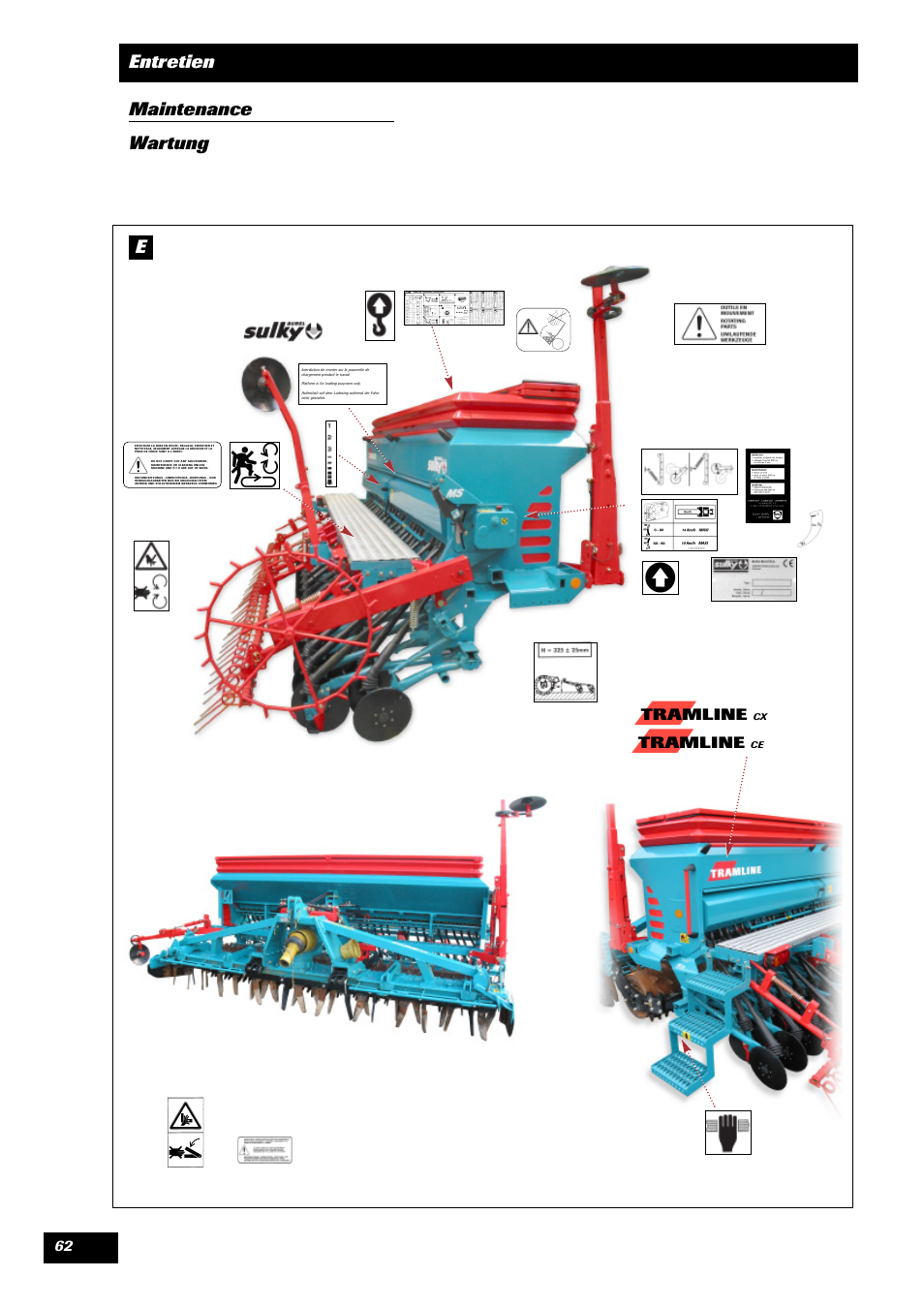 Entretien maintenance wartung e, Tramline | Sulky Tramline CX > 03/2014 User Manual | Page 64 / 105