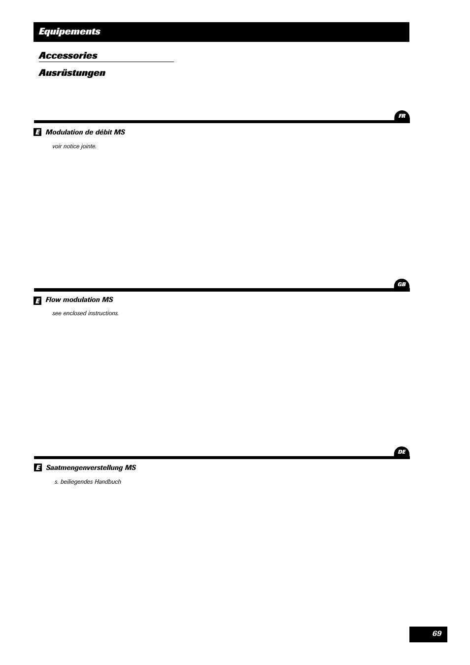 Equipements accessories ausrüstungen | Sulky Tramline CX > 03/2014 User Manual | Page 71 / 105