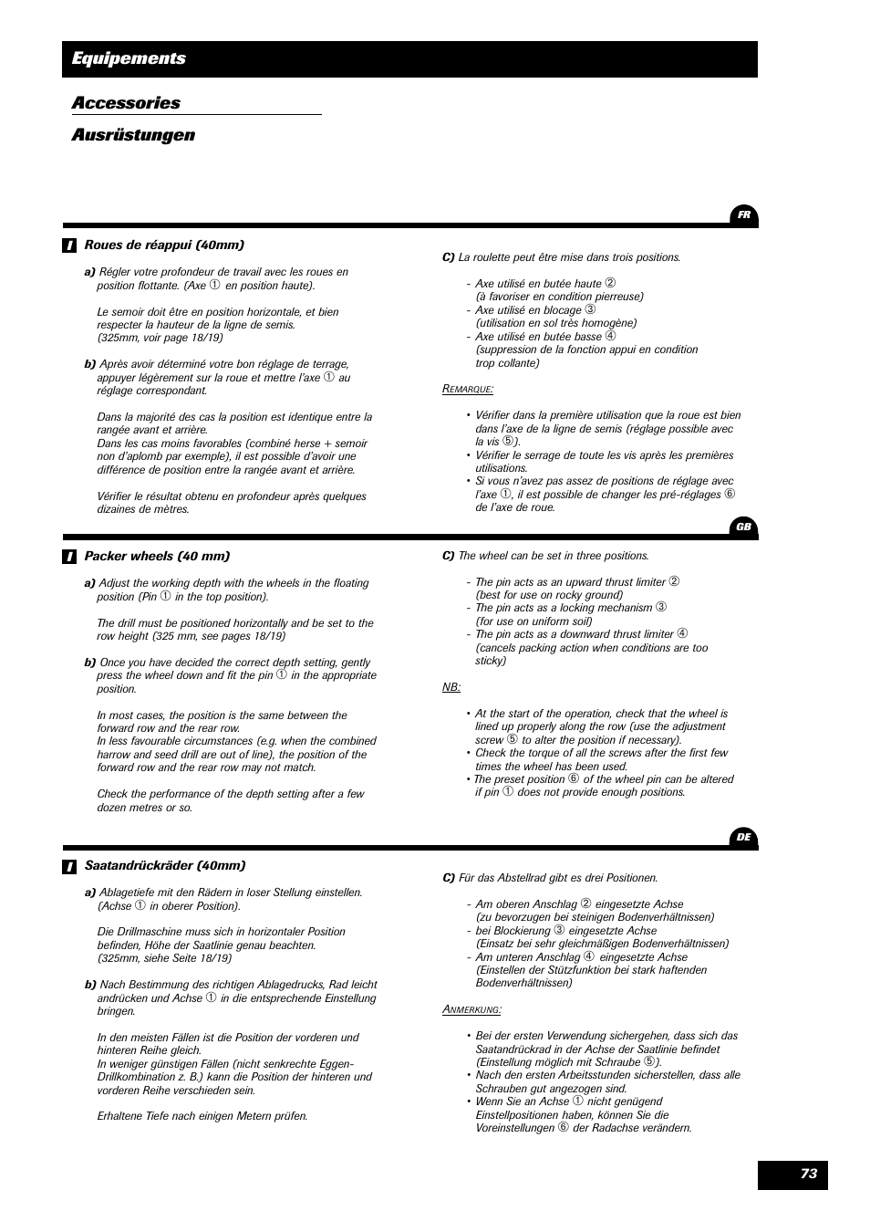 Equipements accessories ausrüstungen | Sulky Tramline CX > 03/2014 User Manual | Page 75 / 105