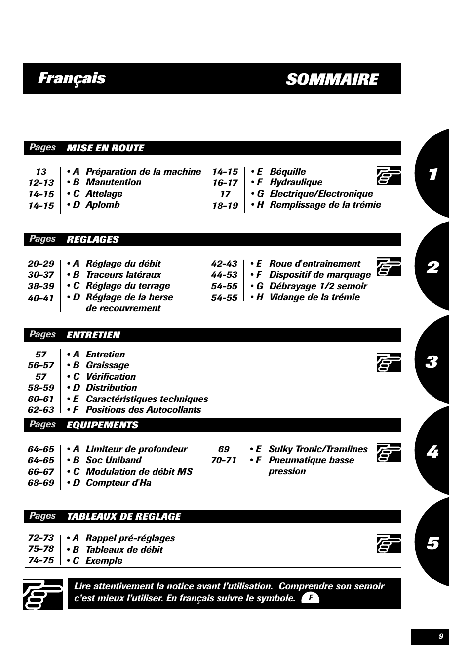 Sommaire français | Sulky Tramline GC User Manual | Page 10 / 79