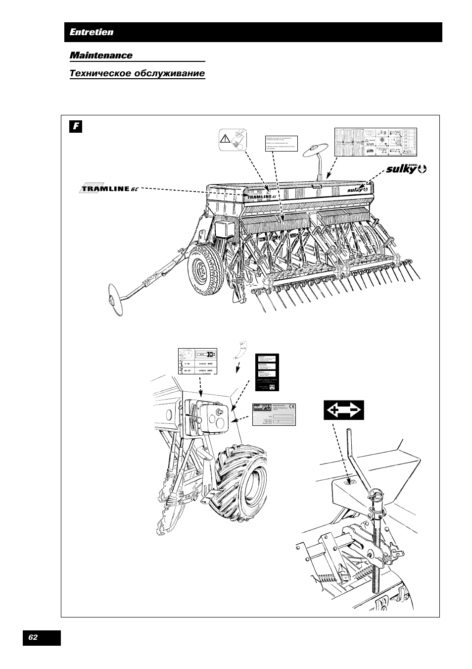 Entretien maintenance f, Техническое обслуживание | Sulky Tramline GC User Manual | Page 63 / 79