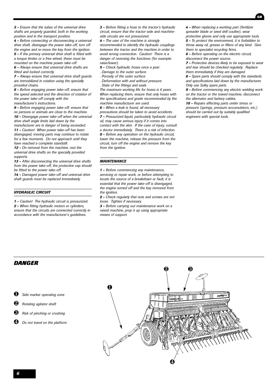 Lm n o, Danger | Sulky Tramline GC User Manual | Page 7 / 79