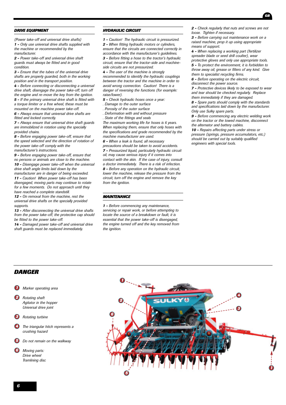 Danger | Sulky Xeos HD User Manual | Page 8 / 87