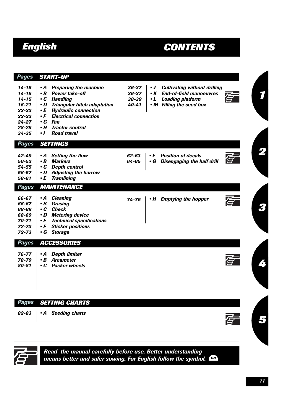 Contents english | Sulky Xeos HD User Manual | Page 13 / 85