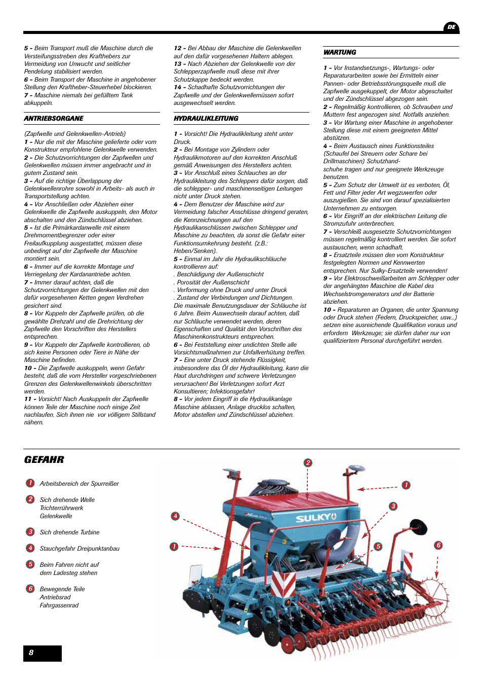 Gefahr | Sulky Xeos Pro User Manual | Page 10 / 67