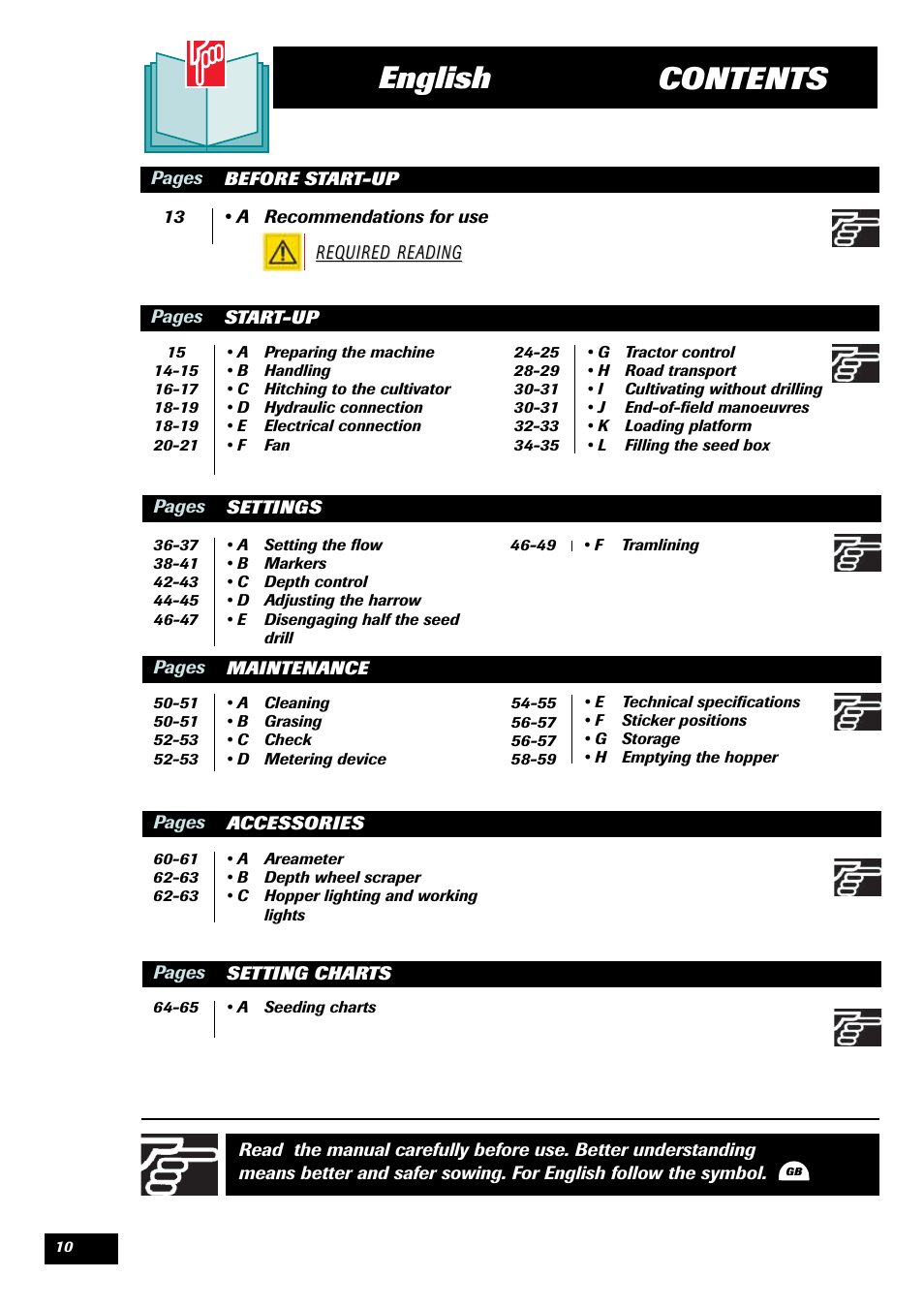 Contents english | Sulky Xeos Pro User Manual | Page 12 / 67