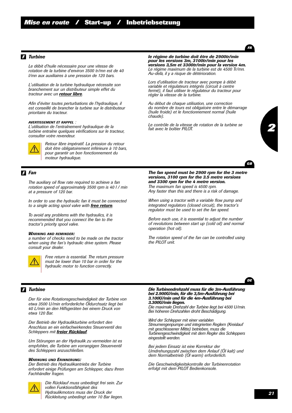 Mise en route / start-up / inbetriebsetzung | Sulky Xeos Pro User Manual | Page 23 / 67