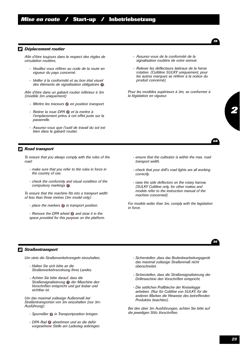 Mise en route / start-up / inbetriebsetzung | Sulky Xeos Pro User Manual | Page 31 / 67