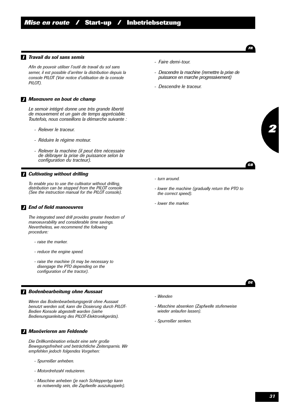 Mise en route / start-up / inbetriebsetzung | Sulky Xeos Pro User Manual | Page 33 / 67