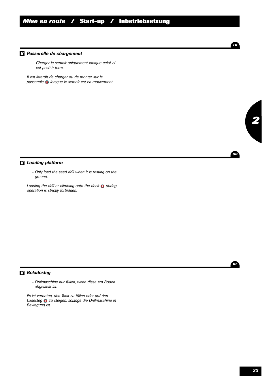 Mise en route / start-up / inbetriebsetzung | Sulky Xeos Pro User Manual | Page 35 / 67