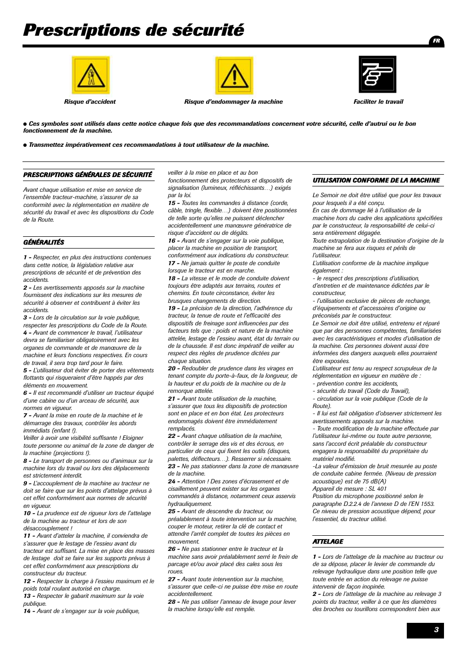 Prescriptions de sécurité | Sulky Xeos Pro User Manual | Page 5 / 67