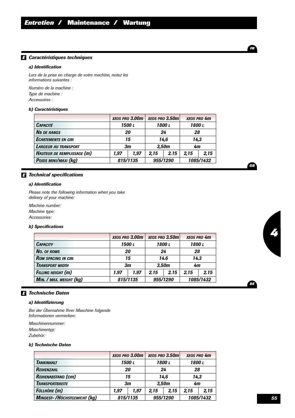 Entretien / maintenance / wartung | Sulky Xeos Pro User Manual | Page 57 / 67