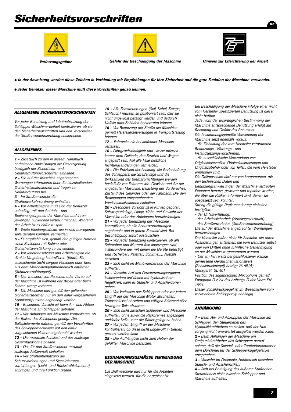 Sicherheitsvorschriften | Sulky Xeos Pro User Manual | Page 9 / 67