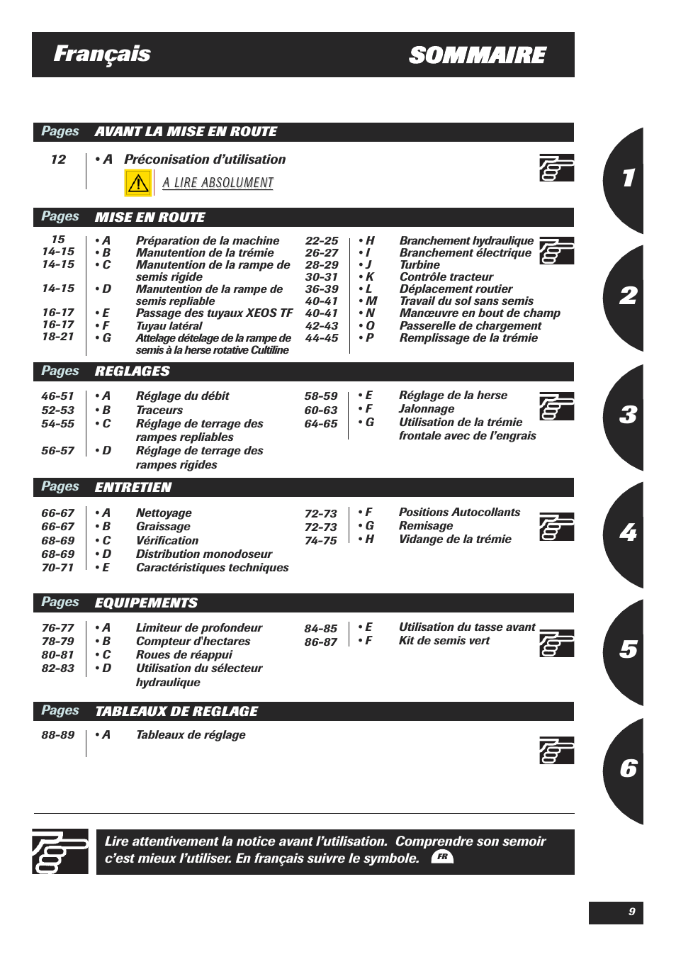 Sommaire français | Sulky XEOS TF User Manual | Page 11 / 91