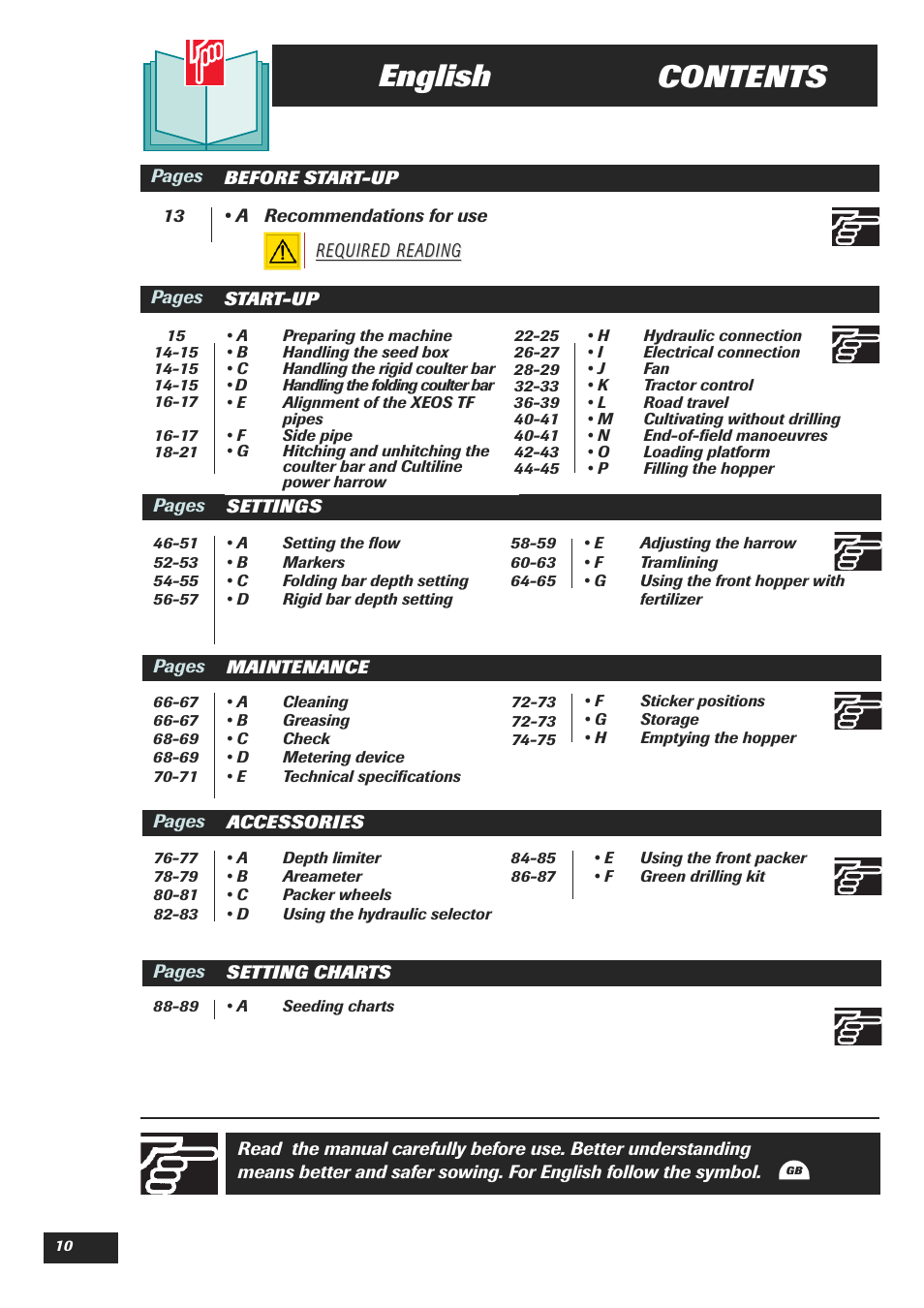 Contents english | Sulky XEOS TF User Manual | Page 12 / 91
