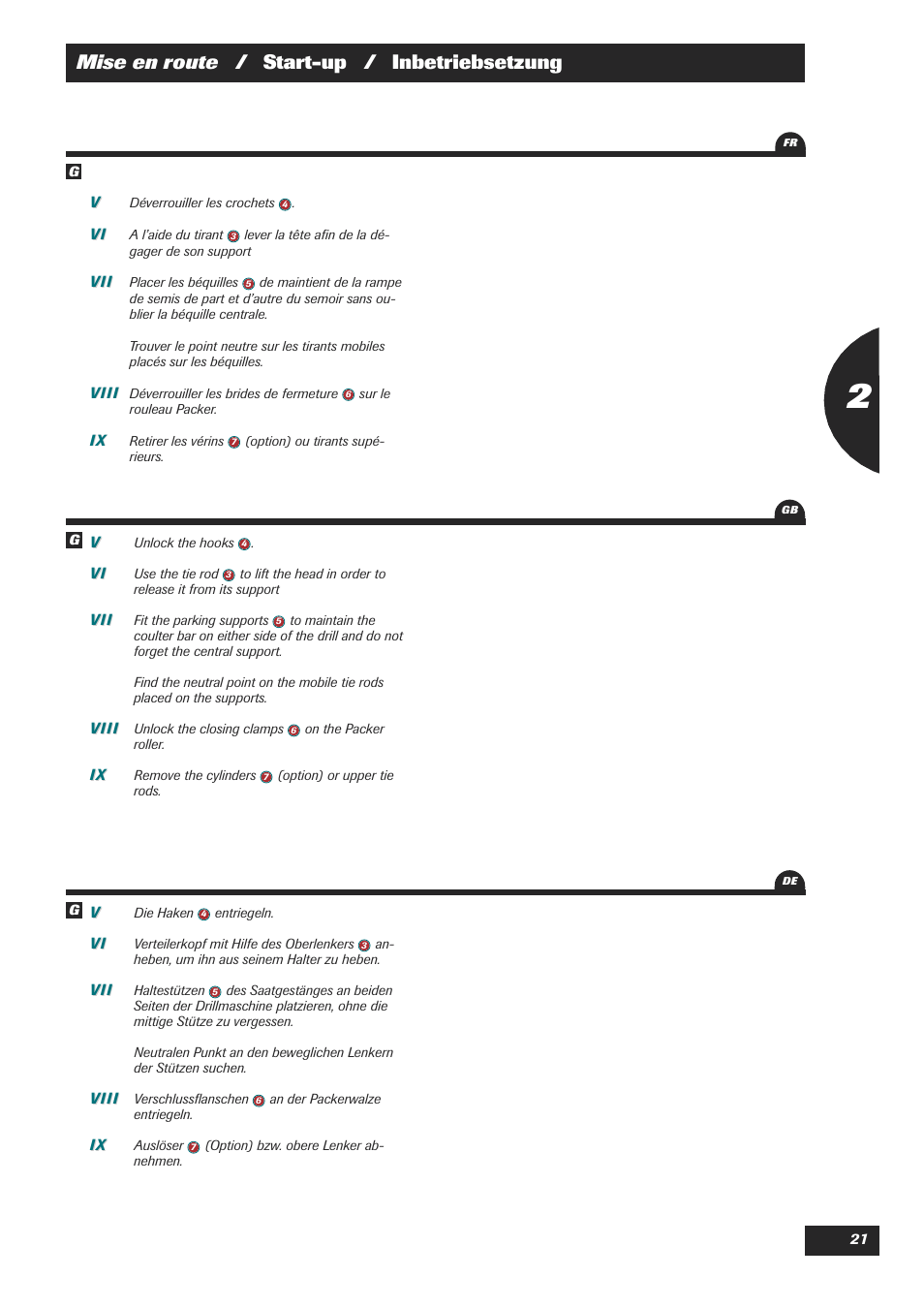 Mise en route / start-up / inbetriebsetzung | Sulky XEOS TF User Manual | Page 23 / 91