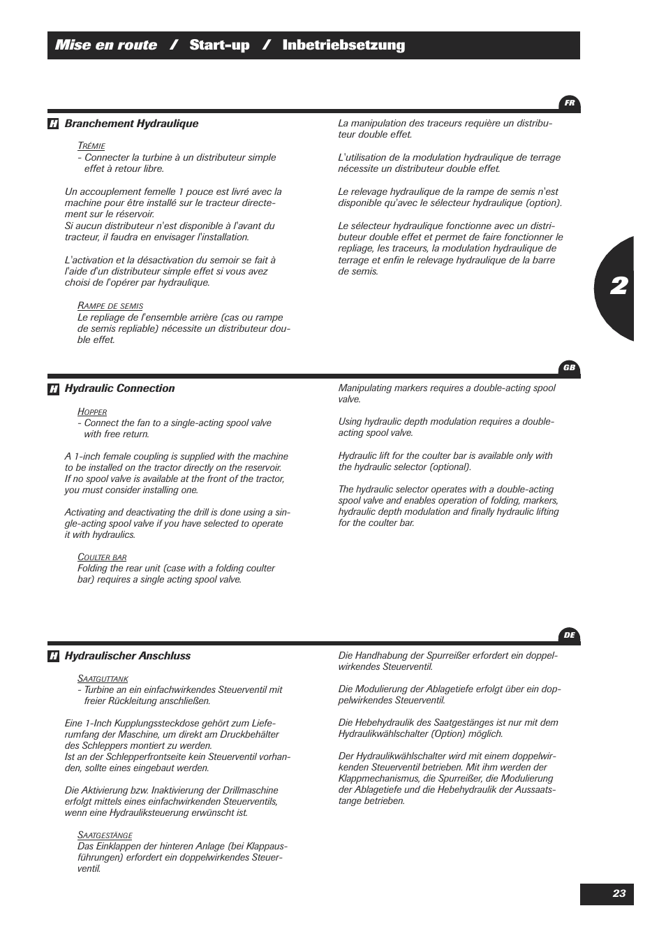 Mise en route / start-up / inbetriebsetzung | Sulky XEOS TF User Manual | Page 25 / 91