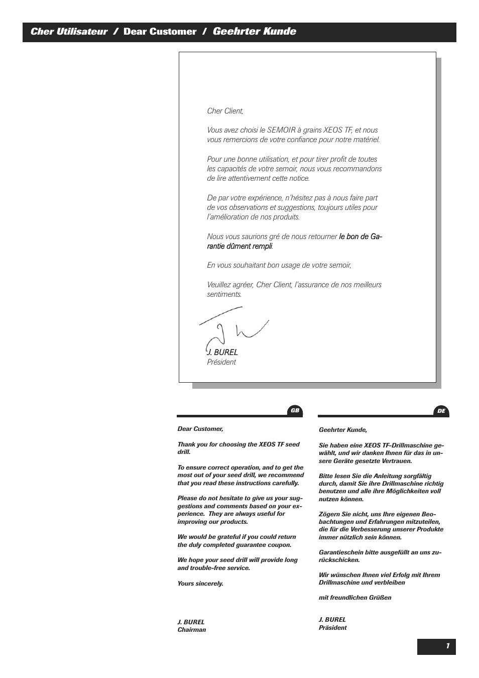 Geehrter kunde, Cher utilisateur / dear customer | Sulky XEOS TF User Manual | Page 3 / 91