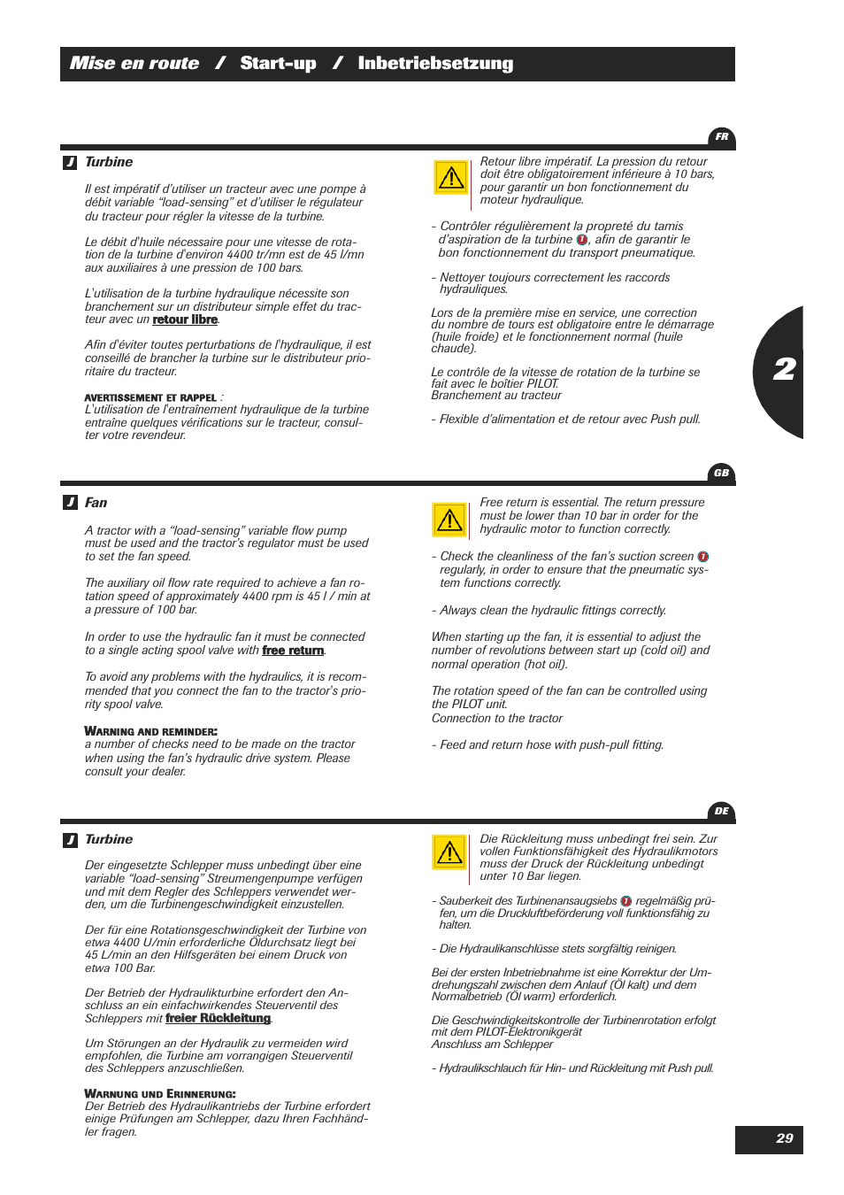 Mise en route / start-up / inbetriebsetzung | Sulky XEOS TF User Manual | Page 31 / 91
