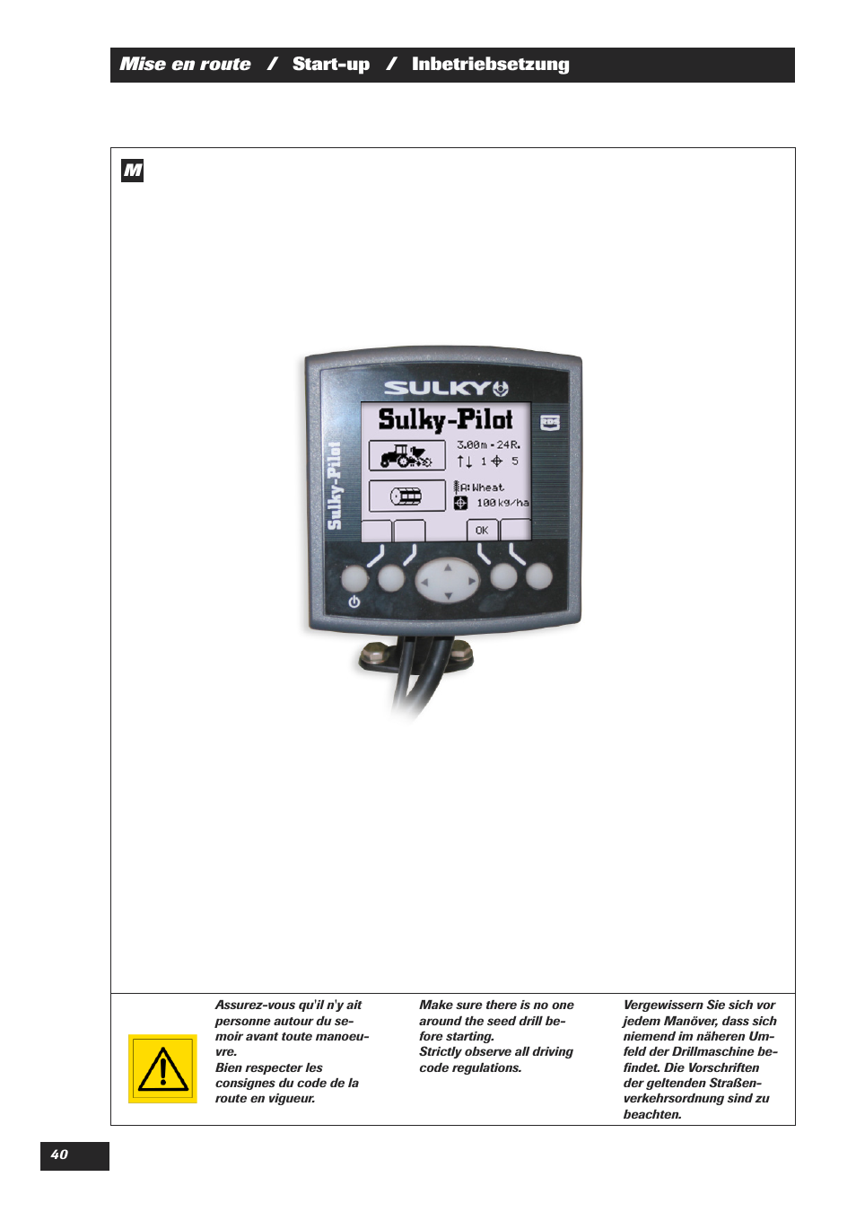 Mise en route / start-up / inbetriebsetzung | Sulky XEOS TF User Manual | Page 42 / 91