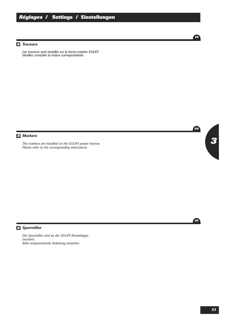 Réglages / settings / einstellungen | Sulky XEOS TF User Manual | Page 55 / 91