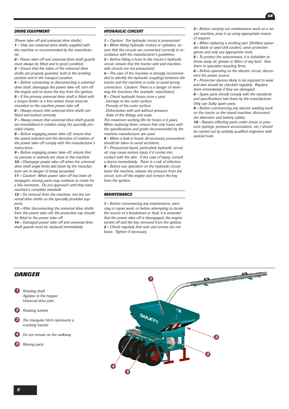 Danger | Sulky XEOS TF User Manual | Page 8 / 91