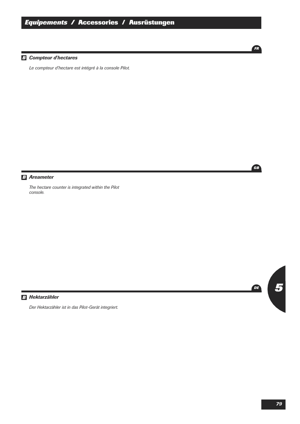 Equipements / accessories / ausrüstungen | Sulky XEOS TF User Manual | Page 81 / 91