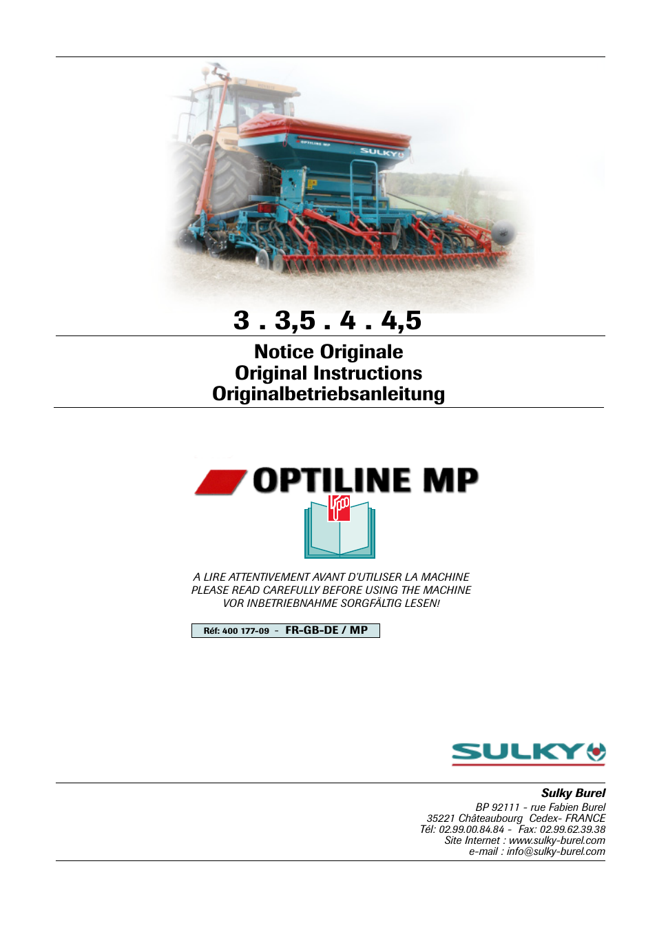 Sulky Optiline MP User Manual | 117 pages