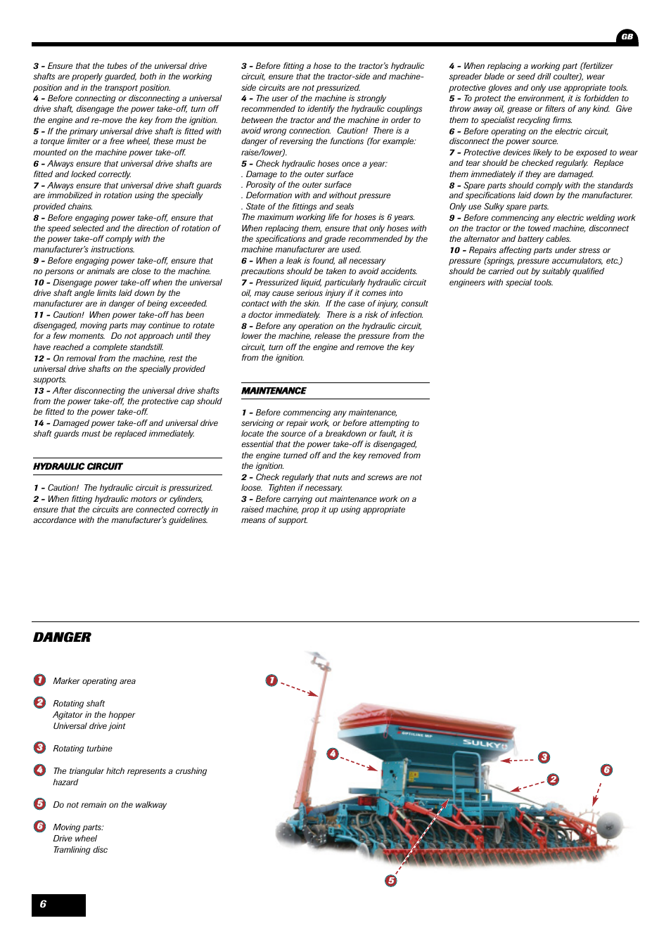 Danger | Sulky Optiline MP User Manual | Page 8 / 117