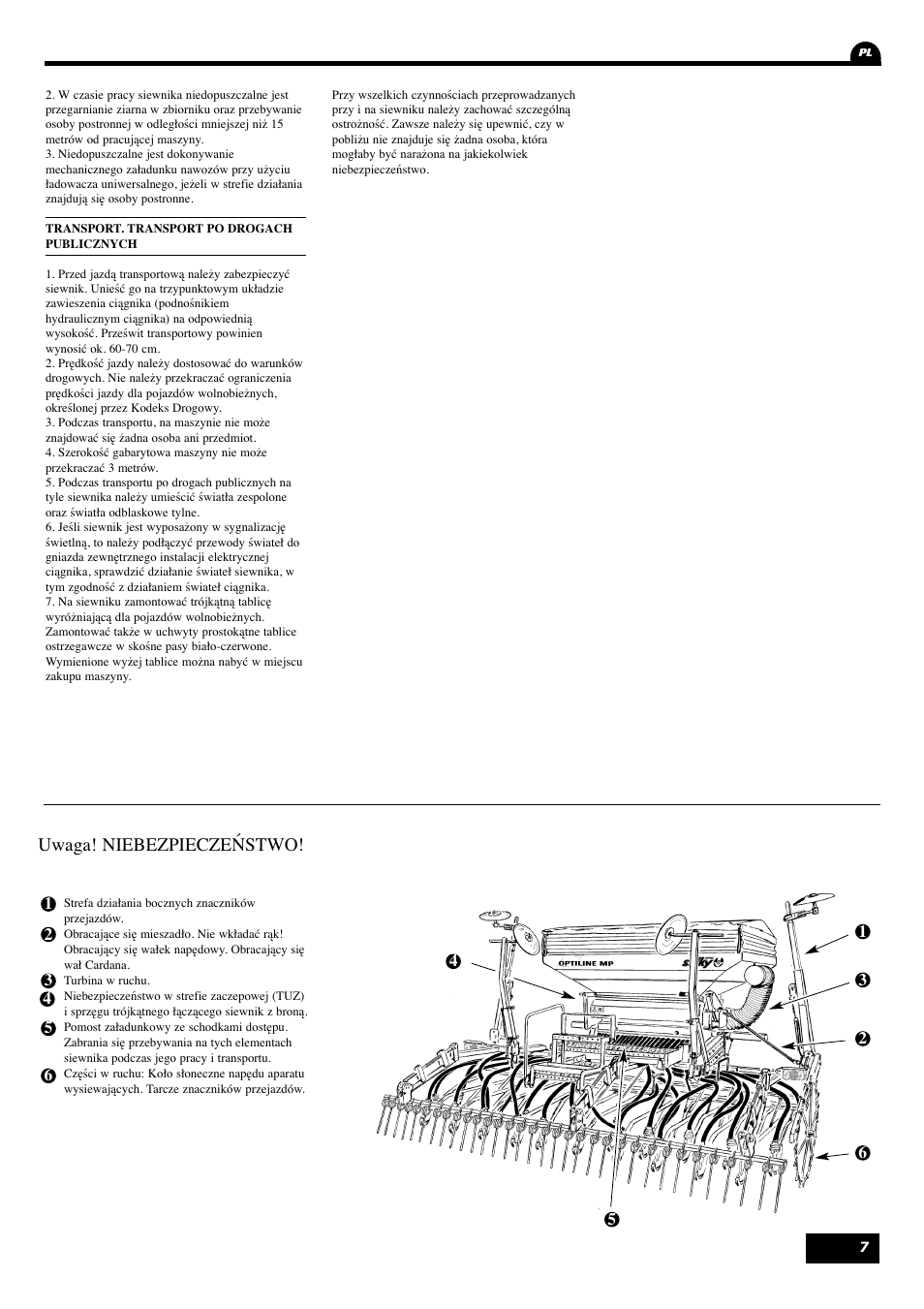 Uwaga! niebezpieczeństwo | Sulky Optiline MP User Manual | Page 8 / 119