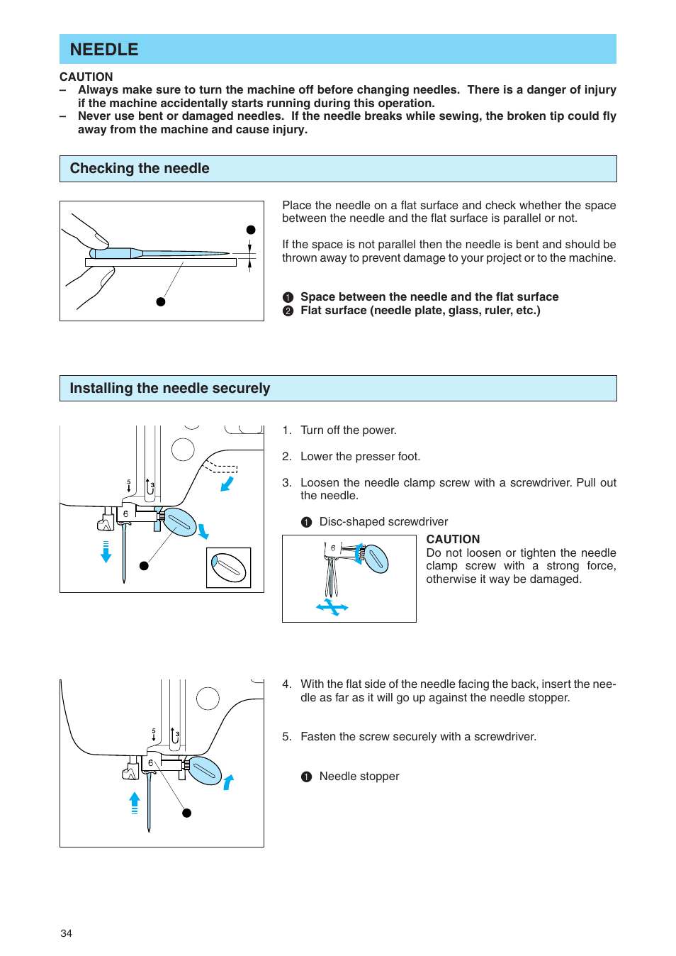 Needle | Brother PE 400D User Manual | Page 37 / 112