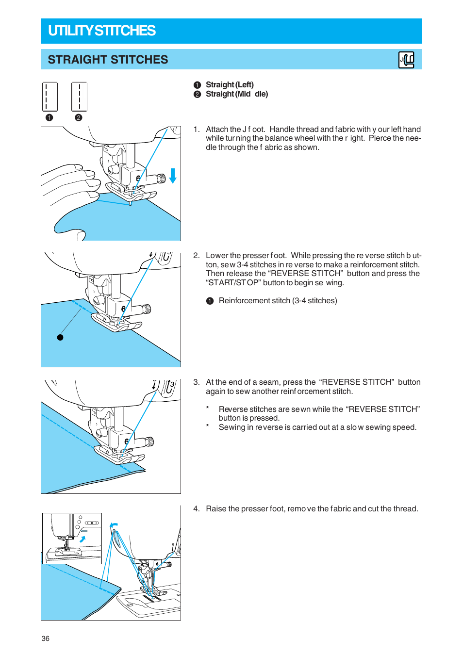 Utility stitches, Straight stitches | Brother PE 400D User Manual | Page 39 / 112