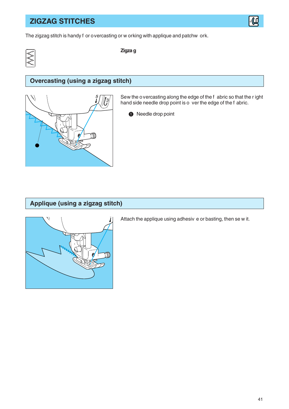 Zigzag stitches | Brother PE 400D User Manual | Page 44 / 112