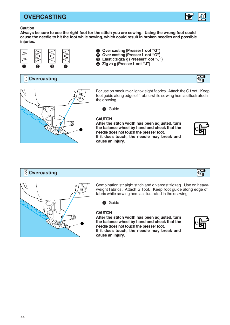 Overcasting | Brother PE 400D User Manual | Page 47 / 112